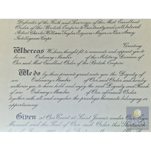 365 - Framed Rare HM Queen Elizabeth II & HRH Prince Philip Duke of Edinburgh Royal Document; OBE Certific... 