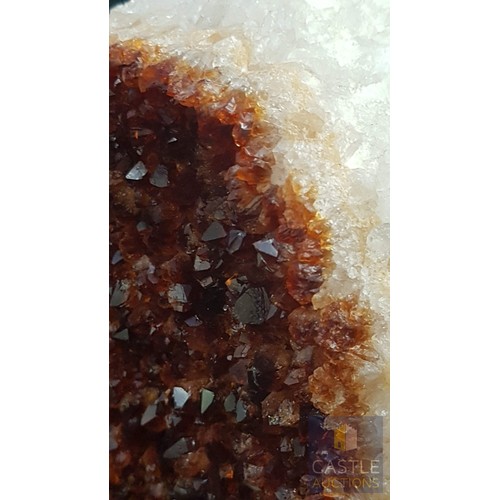 40A - Rare Decorative Collectible Citrine Quartz Crystal on Wooden Base (Approx. 21.5cm x 11.5cm).