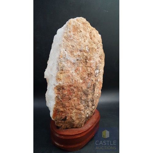 40A - Rare Decorative Collectible Citrine Quartz Crystal on Wooden Base (Approx. 21.5cm x 11.5cm).