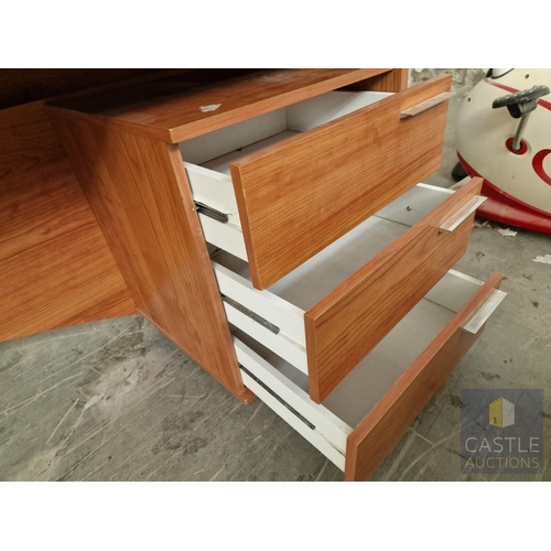 40 - Cherry Colour Office / Home Desk with Drawers, (Approx. 138 x 67cm)