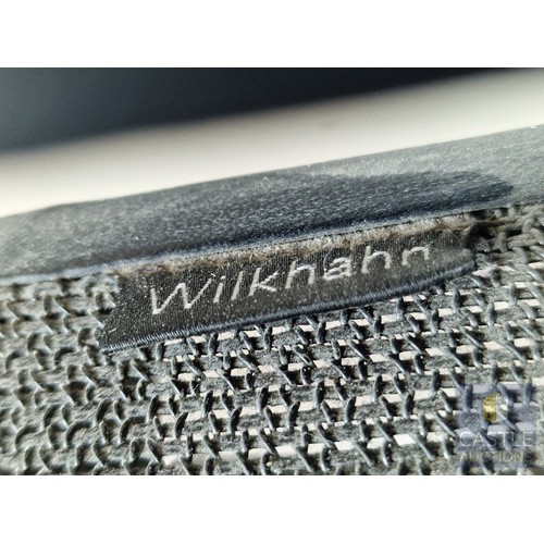 39A - 2 x Grey Metal Office Chairs with Black Mesh Seat and Back Rests, Adjustable, on Wheels, by 'Wilkhah... 