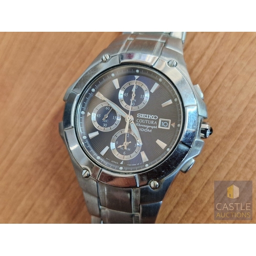 186 - SEIKO Coutura Gent's Stainless Steel Wrist Watch, Model: 7T62-OJBO, with Date, Alarm, on Bracelet St... 