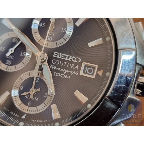 186 - SEIKO Coutura Gent's Stainless Steel Wrist Watch, Model: 7T62-OJBO, with Date, Alarm, on Bracelet St... 