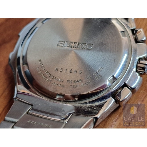 186 - SEIKO Coutura Gent's Stainless Steel Wrist Watch, Model: 7T62-OJBO, with Date, Alarm, on Bracelet St... 