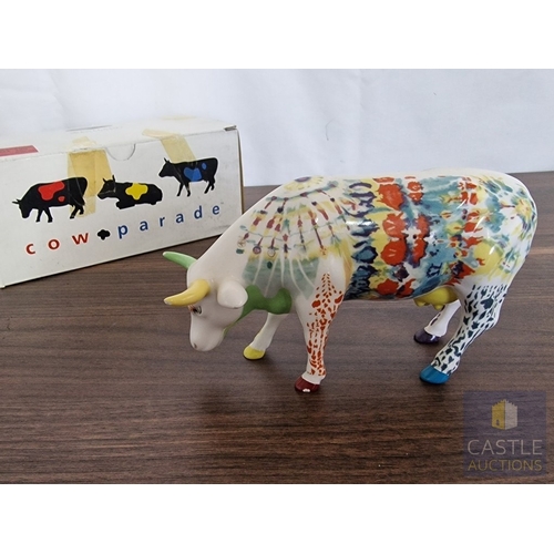 190 - Westland Giftware Cow Parade #9170, Titled 'Udderly Groovy Lady Belle Bennett', China Cow / Bull Orn... 