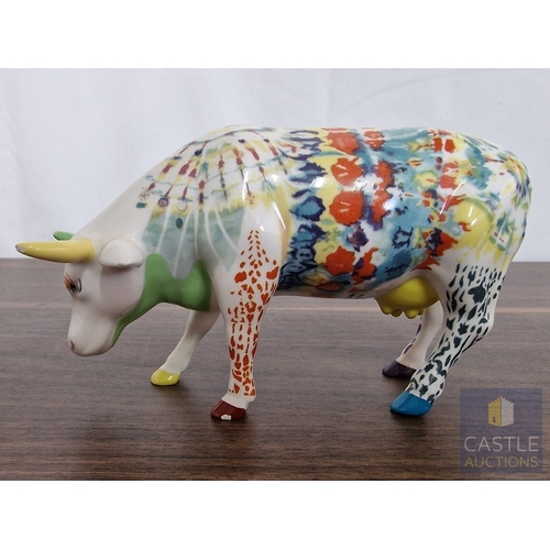 190 - Westland Giftware Cow Parade #9170, Titled 'Udderly Groovy Lady Belle Bennett', China Cow / Bull Orn... 