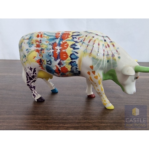 190 - Westland Giftware Cow Parade #9170, Titled 'Udderly Groovy Lady Belle Bennett', China Cow / Bull Orn... 