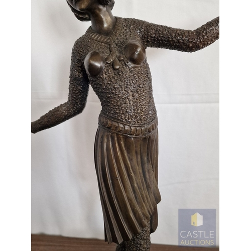 182 - Art Deco Style Bronze Effect Figure of a Dancer in Stylised Costume, Raised on Circular Stepped Plin... 