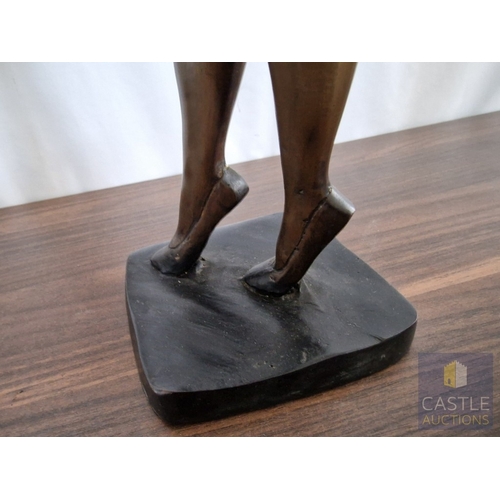 183 - Art Deco Style Bronze Effect of a Cabaret Dancer, Modelled with Raised Arms and Stylised Costume, on... 