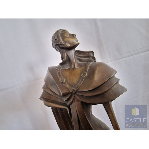 184 - Art Deco Style Bronze-Effect Figure of an Elegant Lady with Flowing Drapery and Stylised Form, on In... 