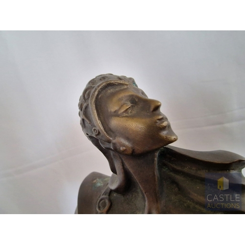 184 - Art Deco Style Bronze-Effect Figure of an Elegant Lady with Flowing Drapery and Stylised Form, on In... 
