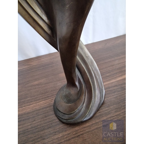 184 - Art Deco Style Bronze-Effect Figure of an Elegant Lady with Flowing Drapery and Stylised Form, on In... 
