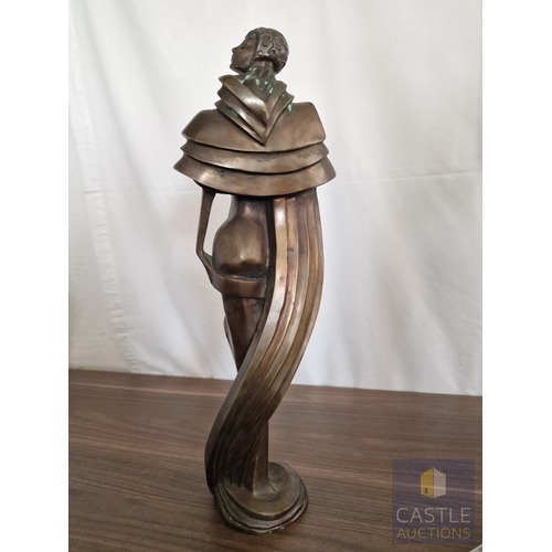 184 - Art Deco Style Bronze-Effect Figure of an Elegant Lady with Flowing Drapery and Stylised Form, on In... 