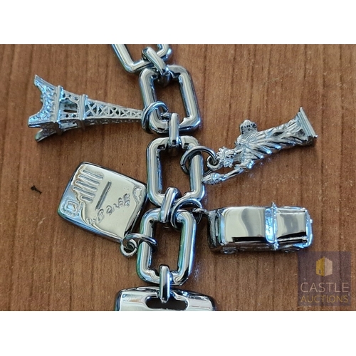 176 - FOSSIL Charm Bracelet Watch, (Model: ES-1133), Stainless Steel Case & Bracelet Strap with Various Tr... 