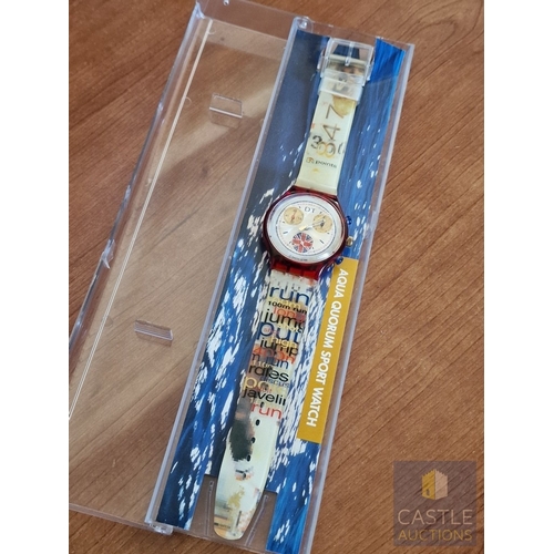 177 - Collectable SWATCH Chronograph Wrist Watch, (AG1995), 'Aqua Quorum Sport Watch' with Union Jack Sub ... 