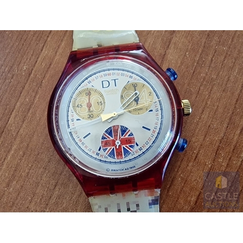 177 - Collectable SWATCH Chronograph Wrist Watch, (AG1995), 'Aqua Quorum Sport Watch' with Union Jack Sub ... 