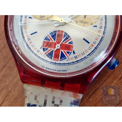 177 - Collectable SWATCH Chronograph Wrist Watch, (AG1995), 'Aqua Quorum Sport Watch' with Union Jack Sub ... 