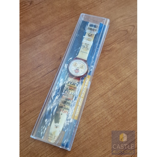 177 - Collectable SWATCH Chronograph Wrist Watch, (AG1995), 'Aqua Quorum Sport Watch' with Union Jack Sub ... 