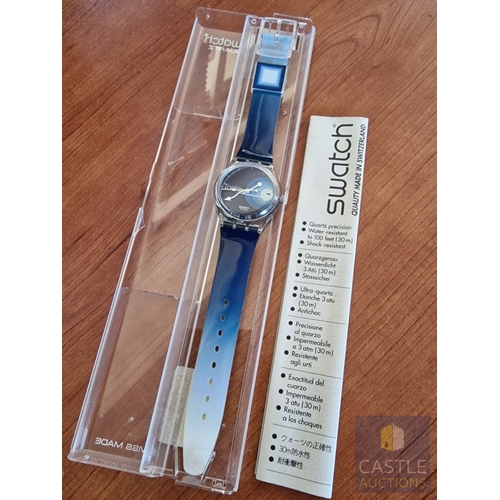178 - Collectable SWATCH Wrist Watch; Ref: GK414, in Blue Tones with 'Today' Face, Date, Shaped Hands, Ske... 
