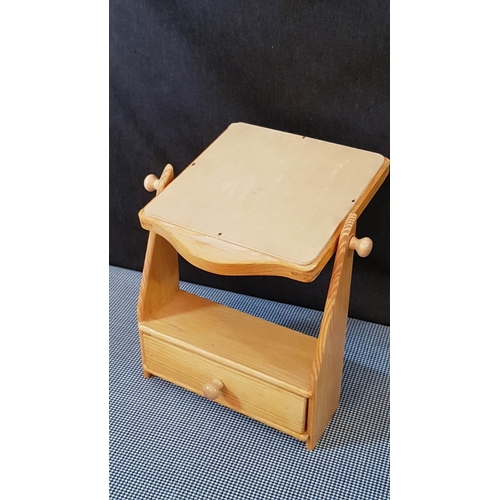 669E - Pine Mini Wooden Table Top Dressing Table with Drawer (Base/Frame Approx. 24cmx 21.5cm, Mirror Appro... 