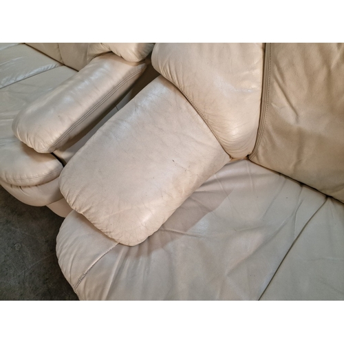 670G - Cream Colour Leather 3-Seater Sofa and 2 Seater Sofa, (2)