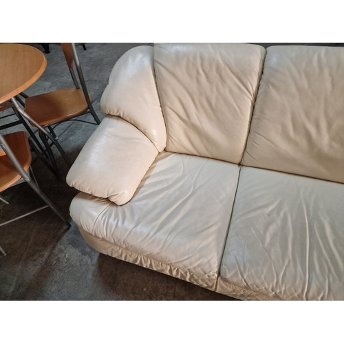 670G - Cream Colour Leather 3-Seater Sofa and 2 Seater Sofa, (2)