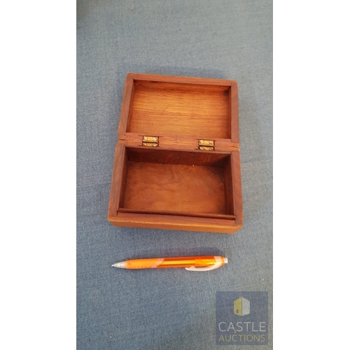 671F - Porcelain Dog Figurine, Together With A Wooden Jewelry Box & A Black Velvet Jewelry Box. A/F