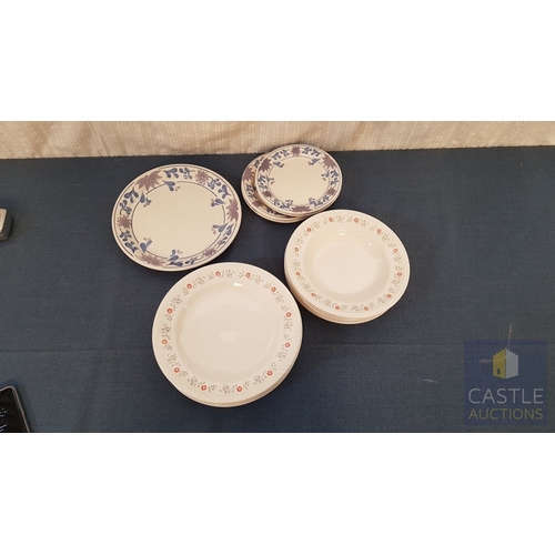 672F - 6 Of Each Porcelain Keradur Dinner Plates & Bowls, Together With 5 Other Plates. (11)