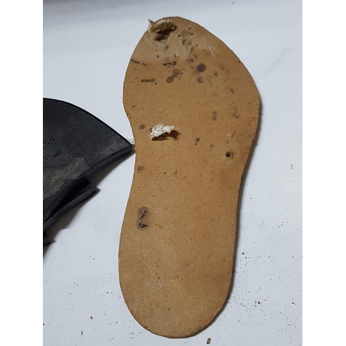 676E - Master Shoemaker's Vintage Accessories; Pieces of Leather, Ready-Made Sole Molds, Shoe Paints in an ... 