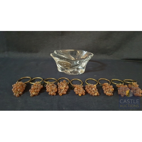 676F - 'Janetos' Small Crystal Sweet Bowl (Approx. 18cm x 12cm x 8cm), Decorated with Handmade Silver 925 '... 