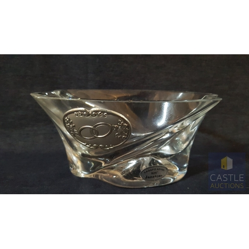 676F - 'Janetos' Small Crystal Sweet Bowl (Approx. 18cm x 12cm x 8cm), Decorated with Handmade Silver 925 '... 
