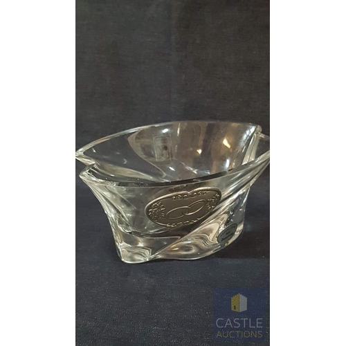 676F - 'Janetos' Small Crystal Sweet Bowl (Approx. 18cm x 12cm x 8cm), Decorated with Handmade Silver 925 '... 