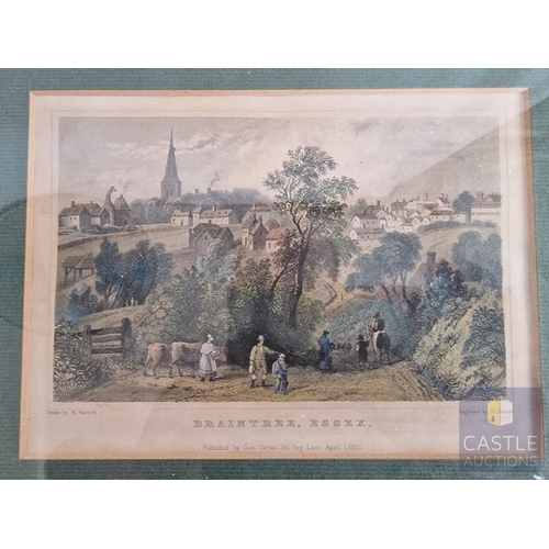 678G - Framed Engraving of Braintree, Essex, Drawn by W Bartlett, Engraved by H Adlard, Published by 'Geo. ... 