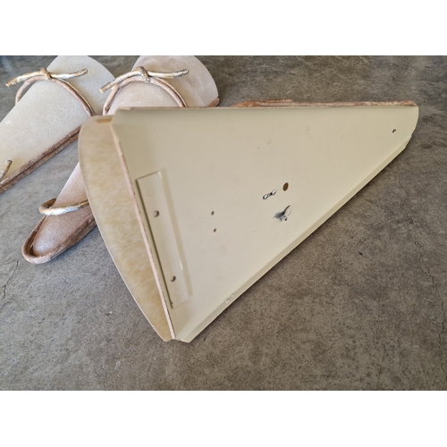681G - Set of 3 x Wall Lights; Conical Shape Frosted Glass in Rustic Style Metal Surround with 'Knot' Effec... 