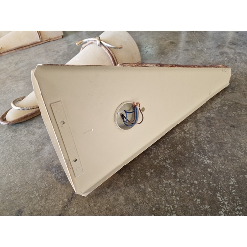 682G - Set of 2 x Wall Lights; Conical Shape Frosted Glass in Rustic Style Metal Surround with 'Knot' Effec... 