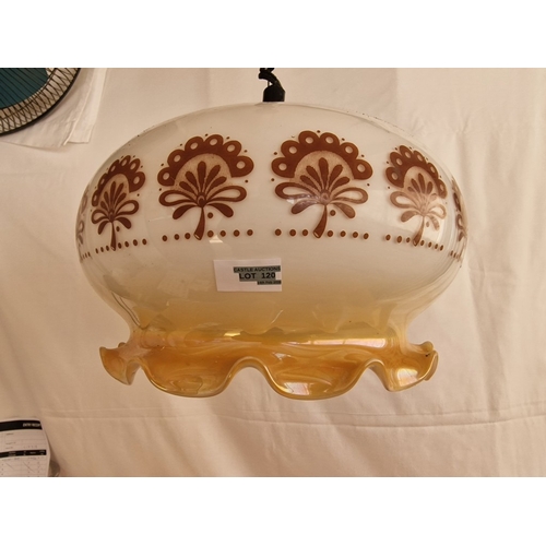 684G - Vintage / Retro Hanging & Retractable (Pull-Down) Ceiling Light with Coloured Fluted Round Glass Sha... 