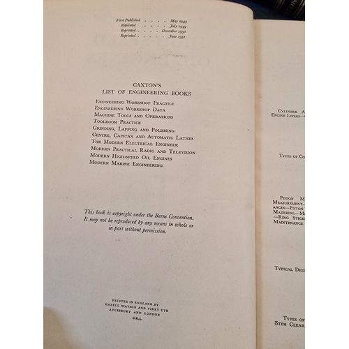 691E - 3 x Vintage Mid-Century Leather Bound Volumes of 'Modern High Speed Oil Engines', by C W Chapman, (3... 