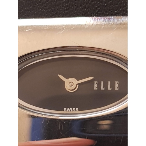 695G - Elle Women's Fashion Watch (Ref: 0104, 1487L) with Black Leather Strap and Silver Tone Case, Made Sw... 