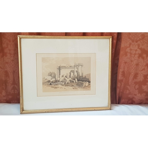 705F - Framed Print 'The Temple of Jupiter at Baalbec' (Shows Ruins of Ancient Roman Temple of Jupiter in B... 