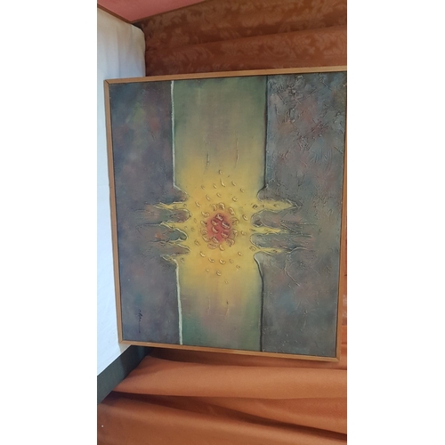 706F - 2 x Different Abstraction Transmission of a Vision of The World on Canvas by Unknown Artists, Oil on... 