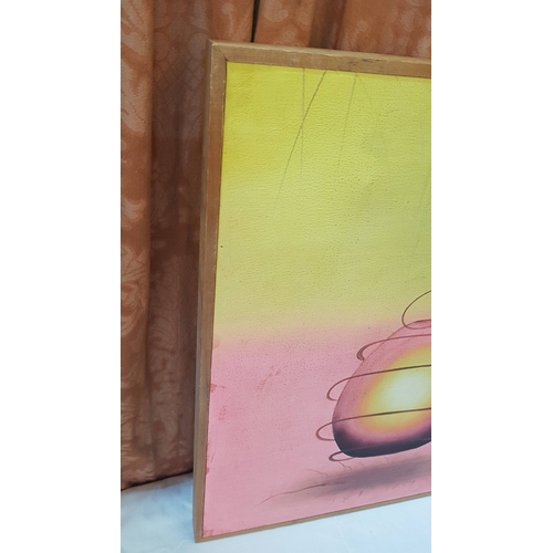 706F - 2 x Different Abstraction Transmission of a Vision of The World on Canvas by Unknown Artists, Oil on... 