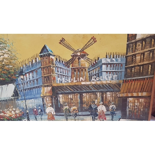 707F - Reproductions of Famous Burnett Paintings 'Moulin Rouge' and 'Paris Street Scene', Painted by Contem... 