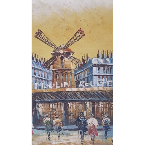 707F - Reproductions of Famous Burnett Paintings 'Moulin Rouge' and 'Paris Street Scene', Painted by Contem... 