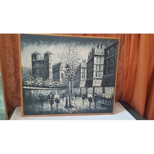 707F - Reproductions of Famous Burnett Paintings 'Moulin Rouge' and 'Paris Street Scene', Painted by Contem... 