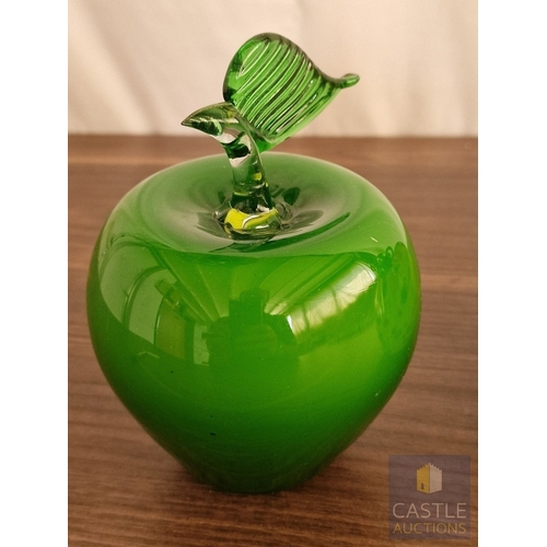 174 - Pair of Decorative Hand Blown Art Glass Fruit Ornaments, Comprising of Green Apple and Stylised Pump... 