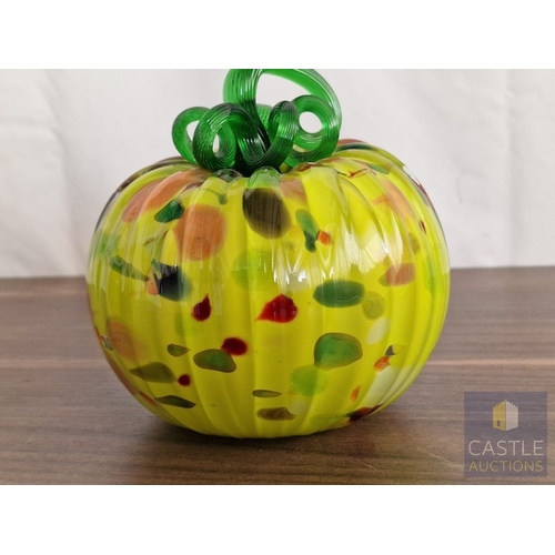 174 - Pair of Decorative Hand Blown Art Glass Fruit Ornaments, Comprising of Green Apple and Stylised Pump... 
