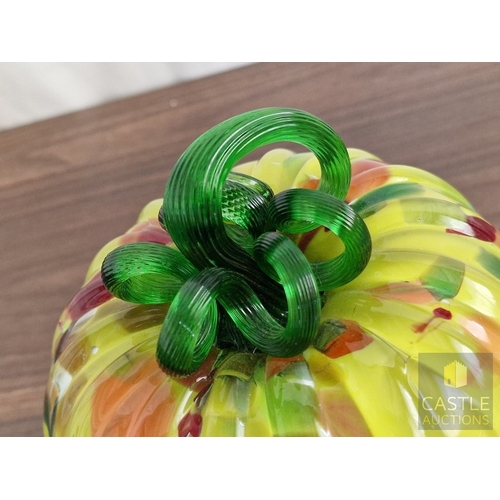 174 - Pair of Decorative Hand Blown Art Glass Fruit Ornaments, Comprising of Green Apple and Stylised Pump... 