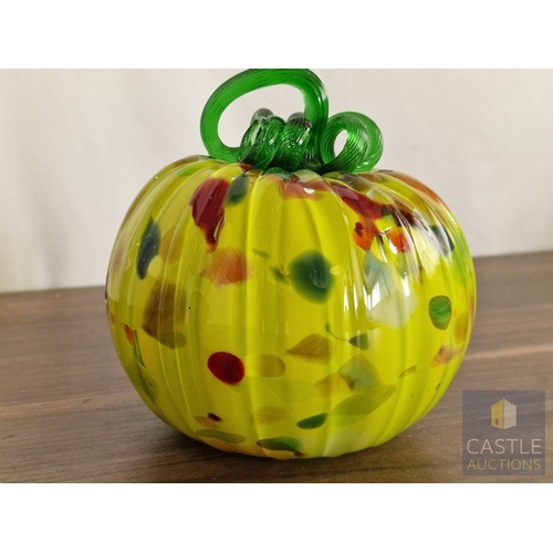 174 - Pair of Decorative Hand Blown Art Glass Fruit Ornaments, Comprising of Green Apple and Stylised Pump... 