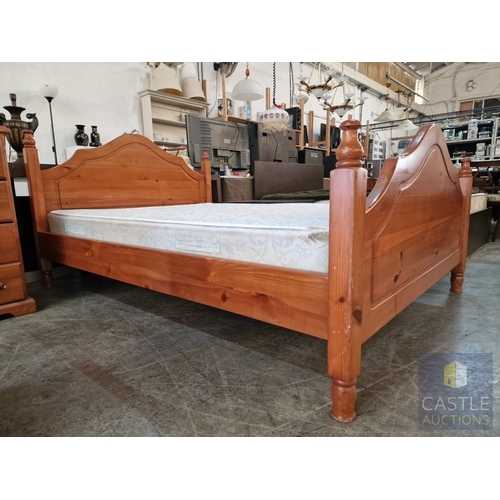 196 - Pine Double Bed with 'Gevorest' Mattress, (Approx. 138 x 193cm)