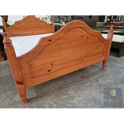 196 - Pine Double Bed with 'Gevorest' Mattress, (Approx. 138 x 193cm)